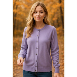 Women's Croft & Barrow Lavender Cardigan Sweater Lg Button Down Soft Girl Preppy